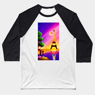 Eiffel Tower - Love France Memory - painting, and mix drawing, painting and digital Baseball T-Shirt